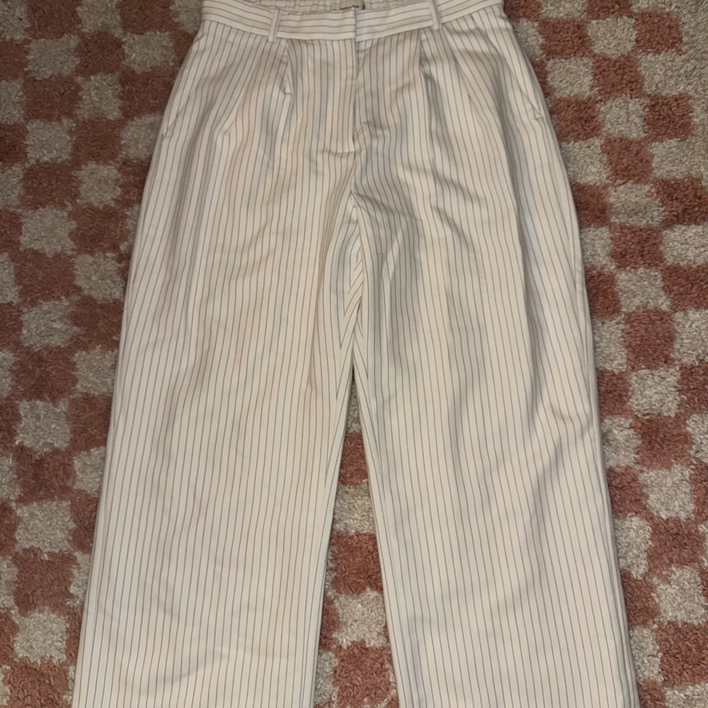 Abercrombie & Fitch White Striped Trousers